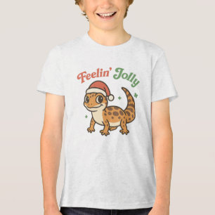Camiseta Lagarto Leopardo de Natal Sentindo-se Alegre