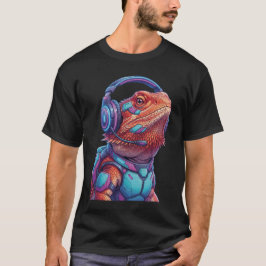 Camiseta Lagarto Neon Dragão Barbudo Gamer Cyberpunk