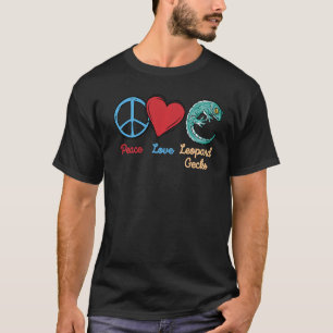 Camiseta lagarto Peace Love leopardo gecko para mulheres 1