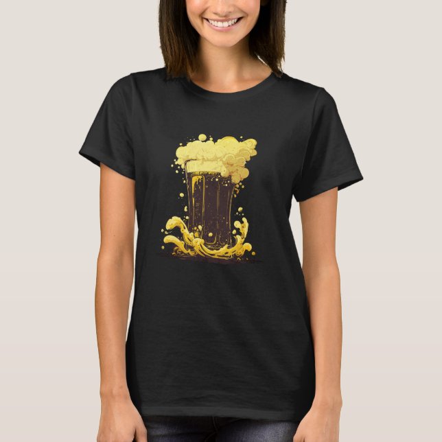 Camiseta Lager Bebendo Frothy Headed Beer Lovers Pint Glas (Frente)