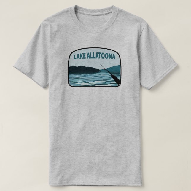 Camiseta Lago Allatoona Georgia Fisheries Rod (Frente do Design)