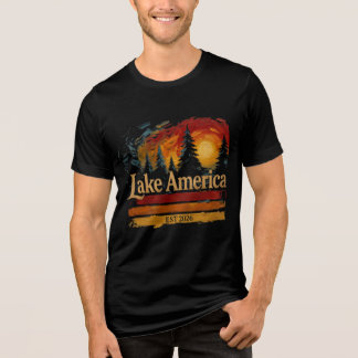 Camiseta Lago América Pôr do Sol Vintage Homens Mulheres
