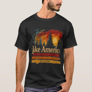 Camiseta Lago América Pôr do Sol Vintage Homens Mulheres