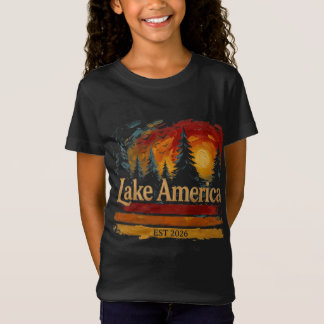 Camiseta Lago América Pôr do Sol Vintage Homens Mulheres