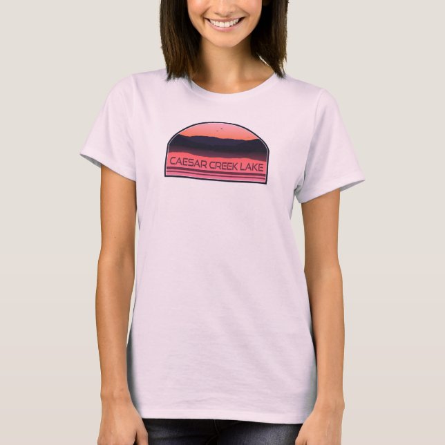 Camiseta Lago Caesar Creek Ohio Nascer do Sol Vermelho (Frente)