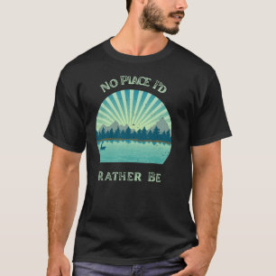 Camiseta Lago Canoa Nascer do Sol Em vez de Tee   Camping A