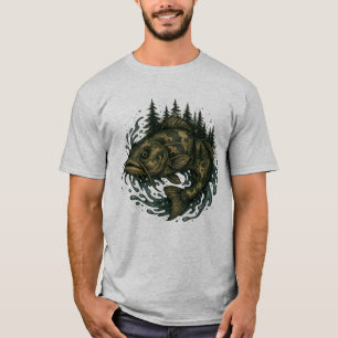 Camiseta Lago Catfish Montanhas de Pesca Peixes