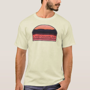 Camiseta Lago Champlain Nova York Vermont Red Sunrise