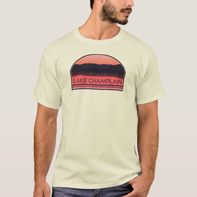 Camiseta Lago Champlain Nova York Vermont Red Sunrise (Frente)