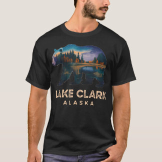 Camiseta Lago Clark Alasca Silhueta de Urso Vida Selvagem