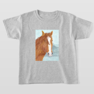 Camiseta Lago de Montanha Azul Marrom de Cavalo Selvagem -