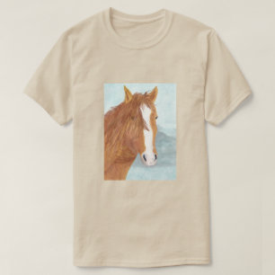 Camiseta Lago de Montanha Azul Marrom de Cavalo Selvagem -