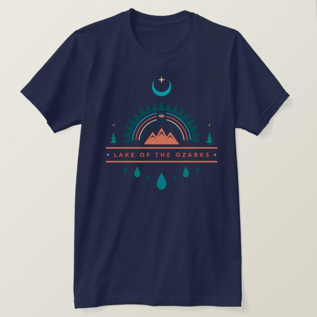 Camiseta lago de ozarks bóho lua arco-íris (Frente do Design)