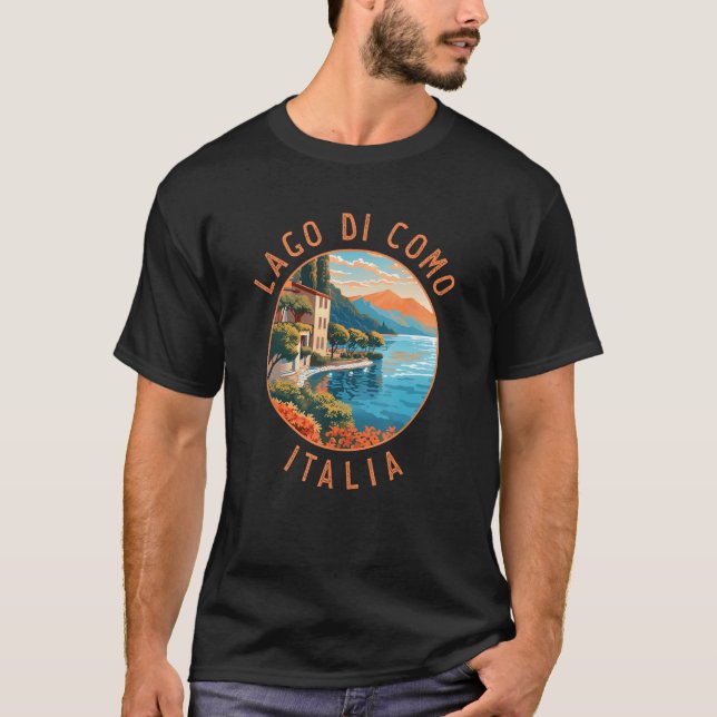 Camiseta Lago di Como Italia Distante Circular Vintage (Frente)