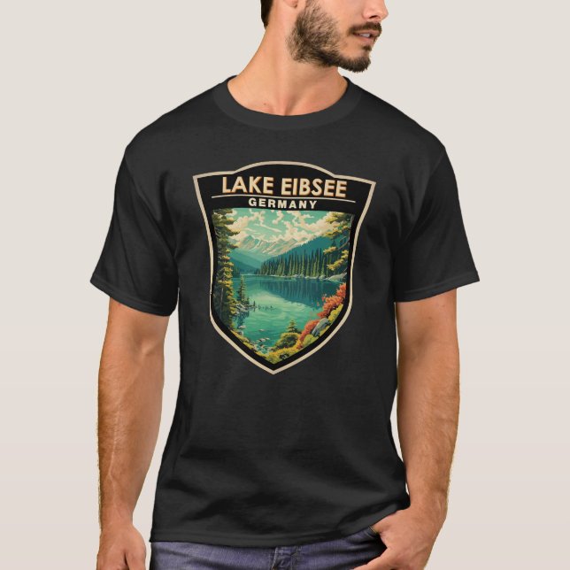 Camiseta Lago Eibsee Alemanha Viagem Art Vintage (Frente)