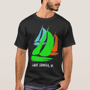 Camiseta Lago Estilo Vintage de 90, Genebra, WI Navegando