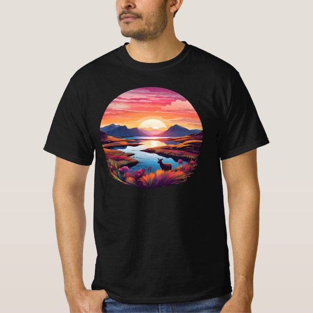 Camiseta Lago Ewe Sunset Na Escócia (Frente)