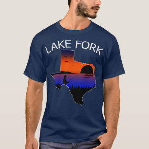 Camiseta Lago Fork Reservoir Texas Pescador pescando em Sun