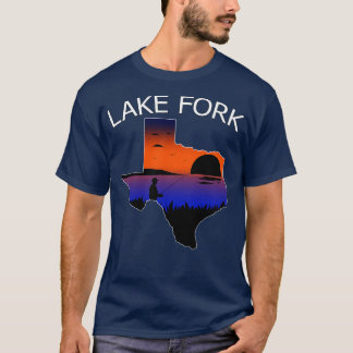 Camiseta Lago Fork Reservoir Texas Pescador pescando em Sun