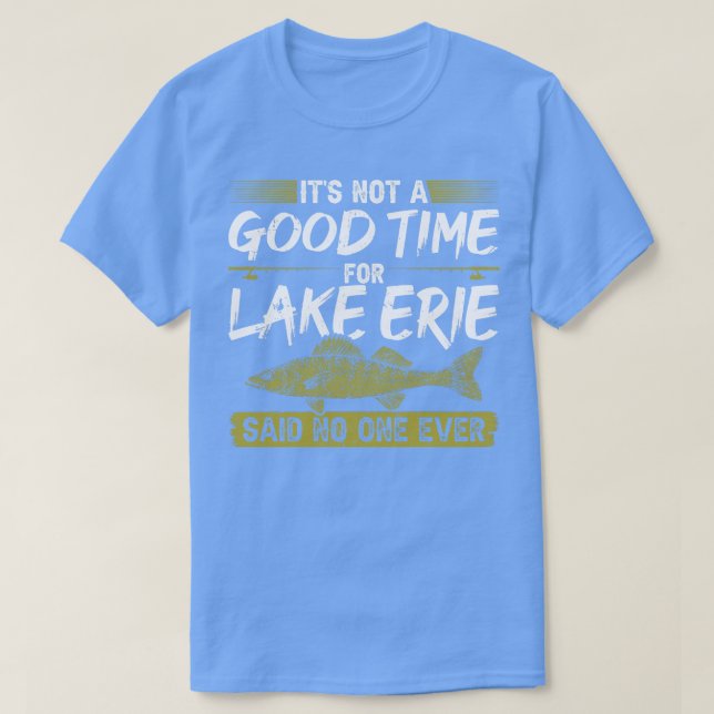 Camiseta Lago Funny Pesca Erie Walleye (Frente do Design)