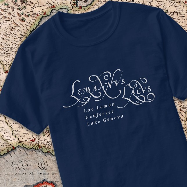Camiseta Lago Genebra Lac Leman Vintage Texto latim (Criador carregado)