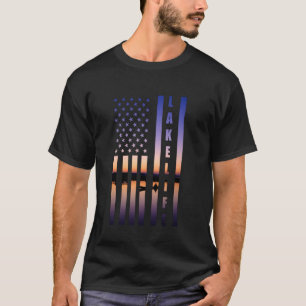 Camiseta Lago Life American Flag Barco Fish Camping La