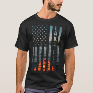 Camiseta Lago Life American Flag Kayak Camping Hiperligação