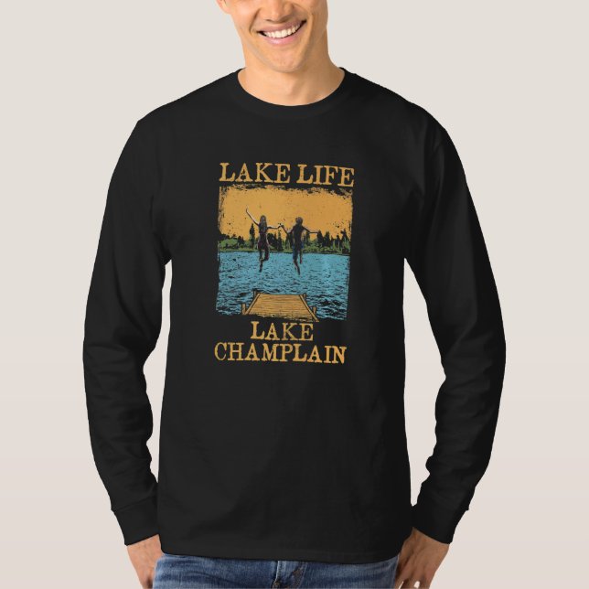 Camiseta Lago Life Champlain Natação em Nova Iorque Swimmer (Frente)