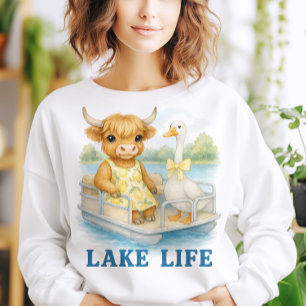 Camiseta Lago Life Watercolor Highland Cow & Goose