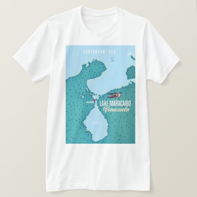 Camiseta Lago Maracaibo, Venezuela mapeia a navegação. (Frente do Design)