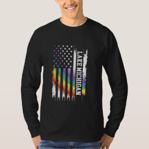 Camiseta Lago Michigan Estados Unidos Distante Rainbow w U