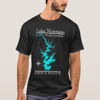 Camiseta Lago Norman North Carolina Bússola Coordenadas