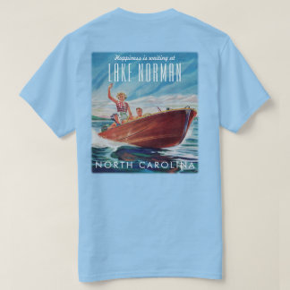 Camiseta Lago Norman North Carolina Retro Boat Back Impress