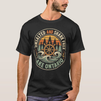 Camiseta Lago Ontário Retro Vintage Sem Sal E Sem Tubarões