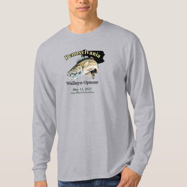 Camiseta Lago Personalizado/Data Pensilvânia Walleye Opener (Frente)