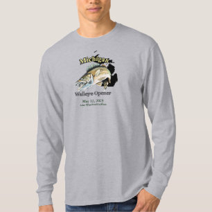 Camiseta Lago Personalizado e Data Michigan Walleye Opener