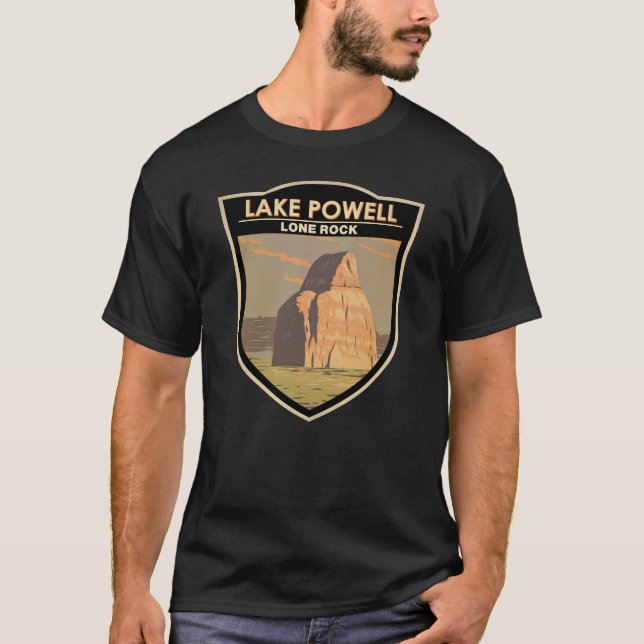 Camiseta Lago Powell Lone Rock Viagem Art Vintage (Frente)