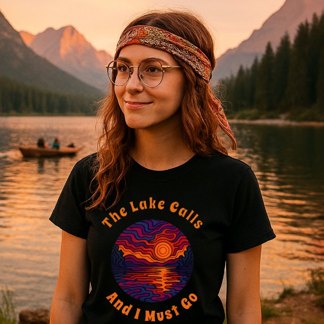 Camiseta Lago Psicedélico Retro Sunset (Criador carregado)