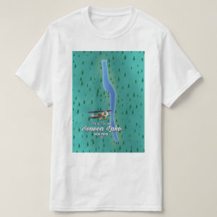 Camiseta Lago Seneca, mapa do lago NYC