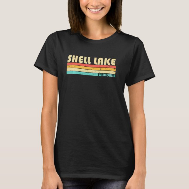 Camiseta Lago Shell Wisconsin Piada Pesca Acampamento Verão (Frente)