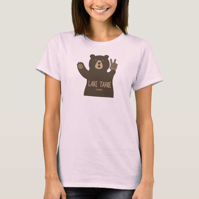 Camiseta Lago Tahoe California Nevada Peace Bear (Frente)