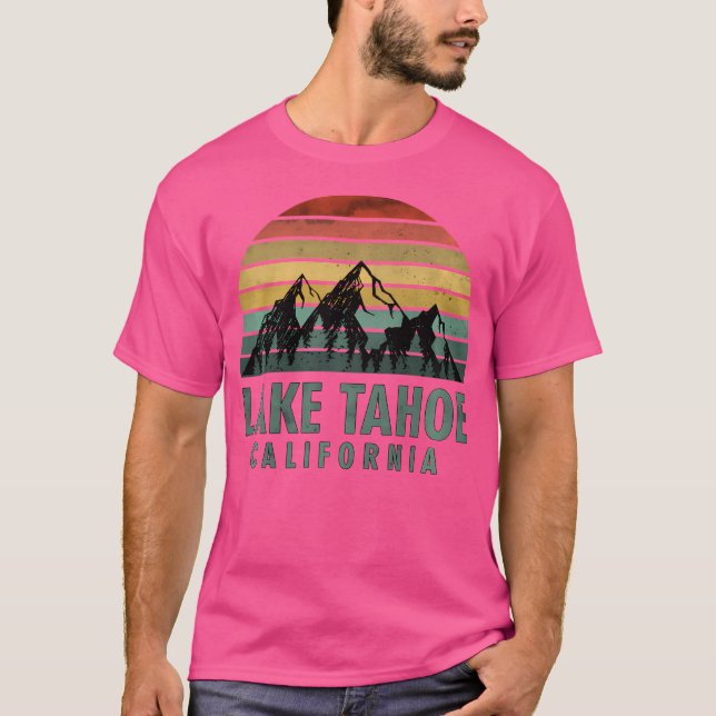 Camiseta Lago Tahoe California Vintage Montanhas Caminhando (Frente)