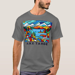 Camiseta Lago Tahoe Cubismo Lago Geométrico Único - Arte Ta