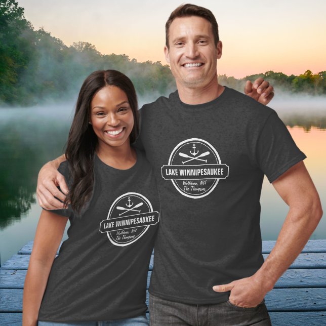 Camiseta Lago Winnipesaukee NH cidade personalizada, nome,  (Criador carregado)