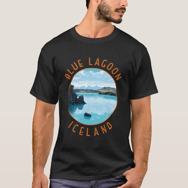 Camiseta Lagoa Azul Islândia Círculo em Distância (Frente)