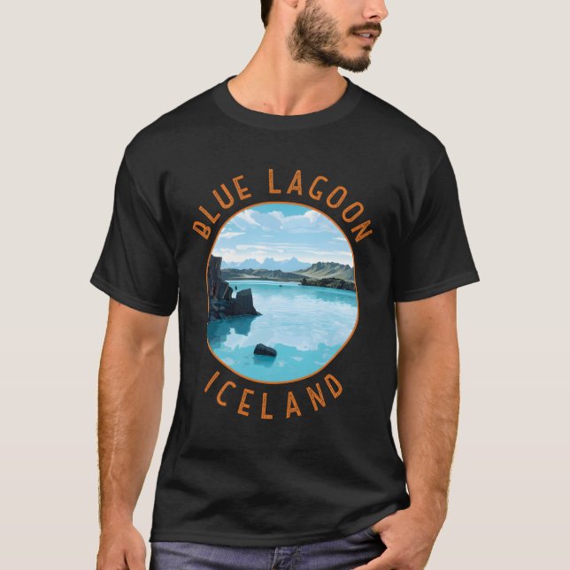 Camiseta Lagoa Azul Islândia Círculo em Distância (Frente)