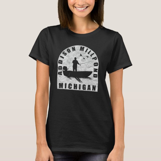 Camiseta Lagoa de Addison Millpond Pesca Michigan (Frente)