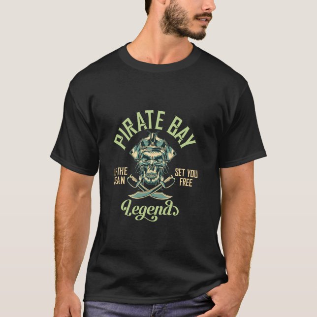 Camiseta Lagoa Pirata Clássica Deixe o Mar Libertar você (Frente)