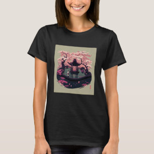 Camiseta Lagoa santuária de Cherry Blossom Garden - Pinça J