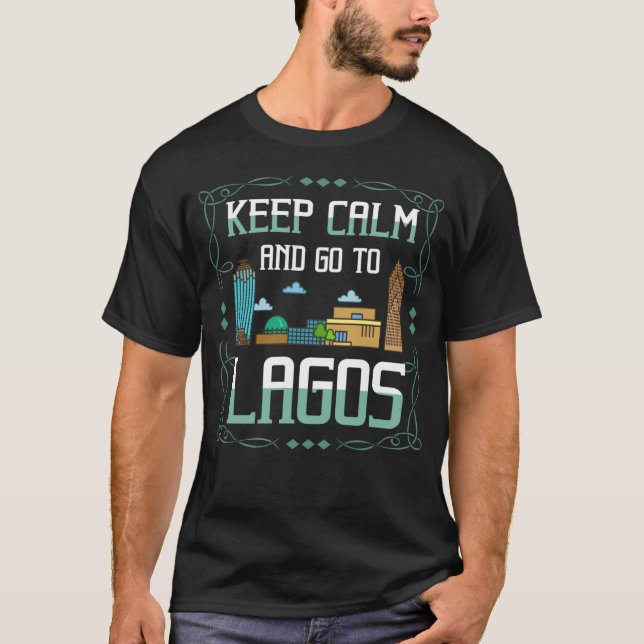 Camiseta Lagos Nigeria City Skyline Map Travel (Frente)